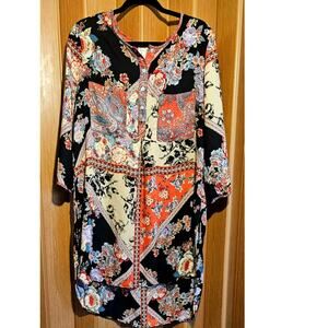 Fig and Flower XL Multicolored Button-up Sheer Blouse